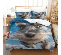 QDZHCPMYK Imprimé 3D Old Man Schnauzer Ensemble De Literie avec Microfibre Super Douce Et Respirante Set De Housse De Couette 3 Pièces Et Taie d'oreiller Super King（260x220cm）