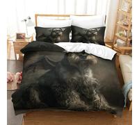 QDZHCPMYK Imprimé 3D Old Man Schnauzer Ensemble De Literie avec Microfibre Super Douce Et Respirante Housses De Couettes 3 Pièces Et Taie d'oreiller Super King（260x220cm）