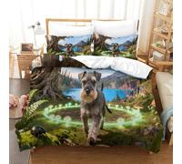 QDZHCPMYK Imprimé 3D Old Man Schnauzer Ensemble De Literie avec Microfibre Super Douce Et Respirante Set De Housse De Couette 3 Pièces Et Taie d'oreiller King(220x240cm)