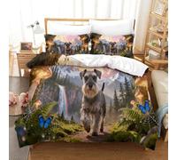 QDZHCPMYK Imprimé 3D Old Man Schnauzer Literie en Microfibre Super Douce Et Respirante Set De Housse De Couette 3 Pièces avec Taies d'oreiller Super King(260x220cm)
