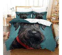 QDZHCPMYK Imprimé 3D Old Man Schnauzer Literie en Microfibre Super Douce Et Respirante Set De Housse De Couette 3 Pièces avec Taies d'oreiller King（220x240cm）