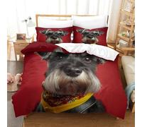 QDZHCPMYK Imprimé 3D Old Man Schnauzer Literie en Microfibre Super Douce Et Respirante Set De Housse De Couette 3 Pièces Et Taie d'oreiller King（220x240cm）
