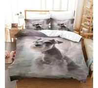 QDZHCPMYK Imprimé 3D Old Man Schnauzer Parure De Lit Microfibre Super Douce Et Respirante Housse De Couette 3 Pièces avec Taies d'oreiller King（220x240cm）