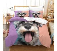 QDZHCPMYK Imprimé 3D Old Man Schnauzer Parure De Lit Microfibre Super Douce Et Respirante Housses De Couettes 3 Pièces avec Taies d'oreiller Super King（260x220cm）