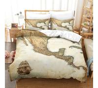 QDZHCPMYK Imprimé 3D Old Maps of Central America Parure De Lit Microfibre Super Douce Et Respirante Sets De Housses De Couettes 3 Pièces Et Taie d'oreiller King（220x240cm）