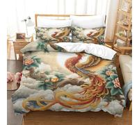 QDZHCPMYK Imprimé 3D Phoenix Ensemble De Literie avec Microfibre Super Douce Et Respirante Housses De Couettes 3 Pièces Et Taie d'oreiller King（220x240cm）