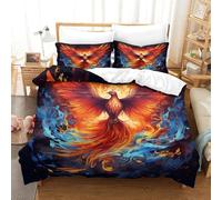 QDZHCPMYK Imprimé 3D Phoenix Ensemble De Literie avec Microfibre Super Douce Et Respirante Set De Housse De Couette 3 Pièces avec Taies d'oreiller Single（140x200cm）