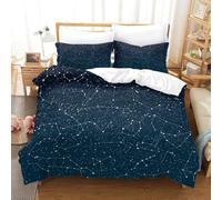 QDZHCPMYK Imprimé 3D StarryNightSky-AstronomyConstellations Ensemble De Literie avec Microfibre Super Douce Et Respirante Sets De Housses De Couettes 3 Pièces Et Taie d'oreiller Super King（260x220cm）