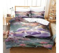 QDZHCPMYK Imprimé 3D The Mysterious Nine Tailed Spirit Fox Ensemble De Literie avec Microfibre Super Douce Et Respirante Sets De Housses De Couettes 3 Pièces avec Taies d'oreiller Single（140x200cm）