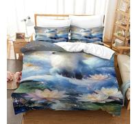 QDZHCPMYK Imprimé 3D The Mysterious Nine Tailed Spirit Fox Ensemble De Literie avec Microfibre Super Douce Et Respirante Housses De Couettes 3 Pièces avec Taies d'oreiller Double（200x200cm）