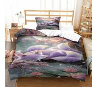 QDZHCPMYK Imprimé 3D The Mysterious Nine Tailed Spirit Fox Parure De Lit Microfibre Super Douce Et Respirante Set De Housse De Couette 2 Pièces Et Taie d'oreiller Single（135x200cm）