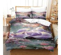 QDZHCPMYK Imprimé 3D The Mysterious Nine Tailed Spirit Fox Parure De Lit Microfibre Super Douce Et Respirante Housse De Couette 3 Pièces Et Taie d'oreiller Double（200x200cm）