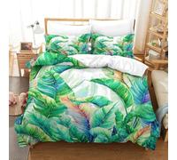QDZHCPMYK Imprimé 3D Tropical Leaves Literie en Microfibre Super Douce Et Respirante Set De Housse De Couette 3 Pièces Et Taie d'oreiller Super King（260x220cm）