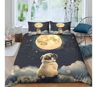 QDZHCPMYK Imprimé en 3D Carlin Couverture Housse Microfibre Linge de lit avec taie d'oreiller Qualité Dessin animé fantaisiste Housse de Couette Raffiné pour Amis collègues Parents King（220x240cm）