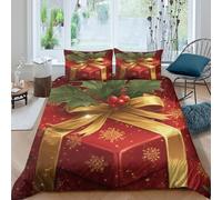 QDZHCPMYK Imprimé en 3D Coffret Cadeau de Noël Taie de Couette Microfibre Linge de lit avec taie d'oreiller Précieux fête Housse pour Couette Beau pour Couples Proches Parents Double（200x200cm）