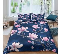 QDZHCPMYK Imprimé en 3D Magnolia Rose Housse pour Couette Microfibre Linge de lit avec taie d'oreiller Exquis Jardin botanique Couverture Housse Luxueux pour familles Proches Super King（260x220cm）