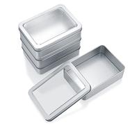 Qeapug 4 Pièces Petites Boîtes en Métal avec Couvercles, Pot Vide Cosmétiques en Métal Portable, Boîtes de Rangement en Métal Rectangulaires pour Cadeaux Bonbons, 4,9 x 3,54 x 1,4 Pouces