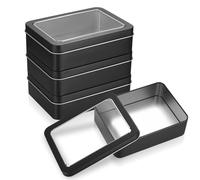 Qeapug 4 Pièces Petites Boîtes en Métal avec Couvercles, Pot Vide Cosmétiques en Métal Portable, Boîtes de Rangement en Métal Rectangulaires pour Cadeaux Bonbons, 4,9 x 3,54 x 1,4 Pouces