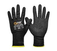 QEARSAFETY 1 paire de gants de sécurité HPPE Cut 5 noirs avec revêtement en latex texturé sur la paume de la main - Résistant à l'abrasion - Travail du métal, construction, bricolage - Taille L