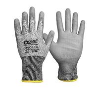 QearSafety Lot de 3 paires de gants de sécurité en tricot HPPE avec revêtement en PU pour le travail, léger, multi-usages, antidérapants, taille L