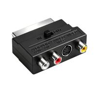 QEAS Adaptateur péritel vers 3 prises RCA femelles, commutateur IN/OUT | Transmission audio vidéo AV sans perte, compatible avec TV, enregistreur DVD, projecteur home cinéma, Plug and Play