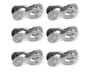 QEAS Lot de 6 paires de cadenas de vélo à 9 vitesses - En acier - Compatible avec chaîne Shimano - 9 vitesses - Pour vélo de montagne Shimano - Vélo de randonnée - Vélo de route - Réparation de vélo