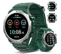 Qecnato Montre Connectée Homme, 1.39" HD Militaire Smartwatch avec Appel Bluetooth, Smart Watch Homme avec 110+ Modes Sportifs/Cardiofrequencemetre/Sommeil, Etanche IP68 Montre Intelligente, Vert