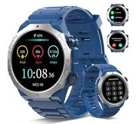 Qecnato Montre Connectée Homme, 1.39" HD Militaire Smartwatch avec Appel Bluetooth, Smart Watch Homme avec 110+ Modes Sportifs/Cardiofrequencemetre/Sommeil, Etanche IP68 Montre Intelligente, Bleu