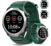 Qecnato Montre Connectée Homme, Militaire Smartwatch avec Appel Bluetooth, 1.39" HD Smart Watch Homme avec 110+ Modes Sportifs/Cardiofrequencemetre/Sommeil, Etanche IP68 Montre Intelligente,Vert Foncé