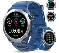 Qecnato Montre Connectée Homme, Militaire Smartwatch avec Appel Bluetooth, 1.39" HD Smart Watch Homme avec 110+ Modes Sportifs/Cardiofrequencemetre/Sommeil, Etanche IP68 Montre Intelligente, Bleu