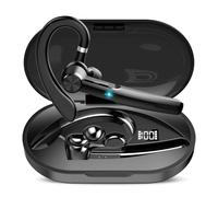 Qecnato Oreillette Bluetooth sans Fil, V5.3 Kit Main Libre Bluetooth Oreillette avec CVC8.0 Micro antibruit, Noir