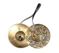 Qectial 1 Paire de Cloches de Méditation Tingsha, Instrument de Percussion Tibétain, Cymbale Musicale Compacte Pur, avec Sangle, Une
