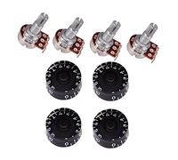 Qectial 4 Pièces Potentiomètre Guitare Électrique Volume 25K Contrôle Tonalité Commutateur Boutons Arbre Long Remplacement Direct Adapté Basse Guitare, Noir