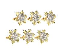 Qectial 6 Pièces Anneaux Serviettes Flocon de Neige Porte Serviette Boucle Métal Élégant Raffiné Adapté pour Banquet Mariage Table à Dîner Décoration, Or