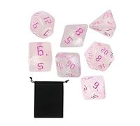 Qectial 7 Pièces Dés Polyédriques Multi Faces Enseignement Tableau Accessoires Jeu Société Acrylique pour Initiation Joueurs Mathématiques Soirées, Rose