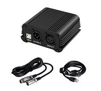 Qectial Alimentation 48V pour Micro à Condensateur Livrée avec Câble USB et Câble XLR 3 Broches Fonction Commutateur Marche Arrêt Adaptée à