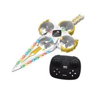 Qectial Avion Télécommandé En Forme D'épée Volante, Avion RC à Rotation 360° avec Lumière, Drone épée Télécommandé pour Garçons et Filles, or
