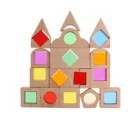Qectial Blocs de Construction Enfants Blocs Jouets Éducatifs Briques Jeu Sensoriel en Bois et Acrylique Translucide pour Activités de Tri et Repérage Spatial