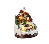 Qectial Boîte à Musique Lumineuse En Résine pour Décoration de Noël, Jouet Artisanal, Ornement de Table pour Les Fêtes, Décoration Intérieure Du Nouvel An, Toit Simple