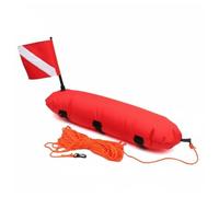 Qectial Bouée de Surface de Plongée avec Drapeau Marqueur Gonflable de Repérage Flotteur en Nylon 600D et PVC Transport et Mise en Place Faciles Adaptée à, Drapeau Rouge Et Blanc