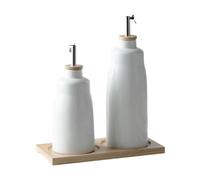 Qectial Bouteille Distributrice D'huile D'olive En Céramique avec Couvercle et Bec Verseur, Idéale pour La Cuisine, La Table à Manger et La Maison, Grand et Petit