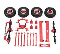 Qectial Car Pack Amélioration Camion RC 1 Essieux Châssis Pièces Modèle Liaison Direction Moyeux Supports Métal Rigidité Longévité Conduite Ferme Adapté pour, Rouge