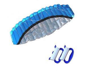 Qectial Cerf-Volant Deux Lignes Parafoil Souple Pilotage Réactif Polyester Fiable Convivial pour Novices Adapté aux Amateurs de Loisirs Extérieurs Sorties Familiales Plage, Bleu