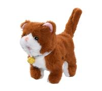 Qectial Chat Qui Marche et Enregistre - Cadeau D'anniversaire pour Les Tout-petits - Peluche Douce à Queue Qui Remue - Maison électronique Interactive, Brun