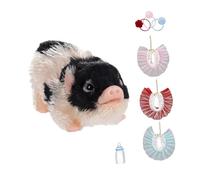 Qectial Coffret Cochon Reborn, Cadeau D'anniversaire et de Noël, Jouet éducatif, Jeu de Rôle pour Filles et Garçons, Noir Blanc