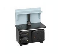 Qectial Cuisinière Miniature Poêle Four Meuble de Maison de Poupée Bois de Bouleau Détails Rétro Réalistes Visibles et Marquages Suitable pour Collectionneurs