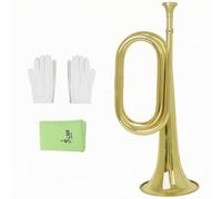 Qectial en Laiton Bugle Trompette Cornet Instrument à Vent avec Embouchure Large et Accessoires Complet Son Clair Projetté Convient aux Débutants Étudiants Répétitions Cérémonies Défilés, Or