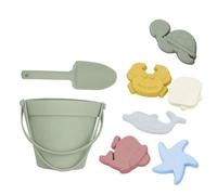 Qectial Ensemble de Jouets de Plage pour Enfants avec Seau, Collection de Jouets de Sable, Figurines de Créatures Marines En Silicone, Jeu Portable Stimulant, Vert