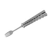 Qectial Fourchette Papillon pour Usage Extérieur, Outil D'entraînement à L'utilisation de Papillon, Ustensile Pliable pour Le Barbecue, Manche en Argent