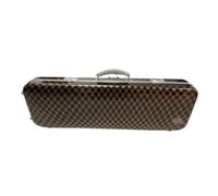 Qectial Housse Violon Rigide Étui Coffret, Carreaux Bruns Rayés Gris, Boîte Carrée 4/4 Avec Sac À Partitions + Serrure À Combinaison